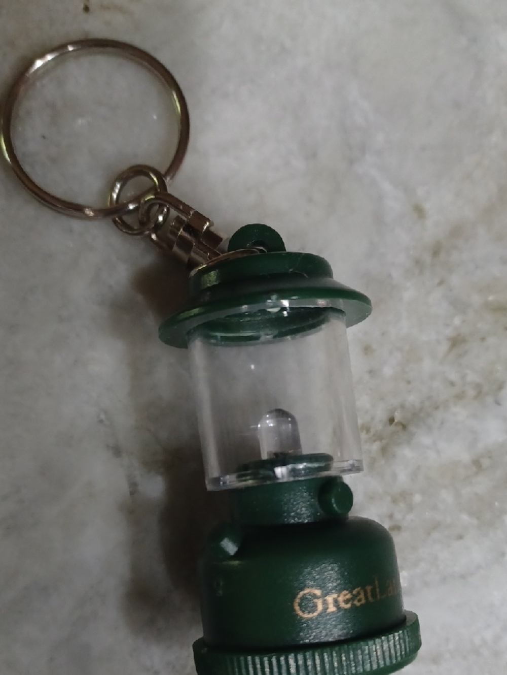 Green Mini Lantern Keychain with Clear Globe GREATLAND brand.  No Light